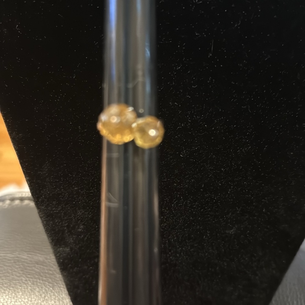 Sterling silver citrine two beads ring.